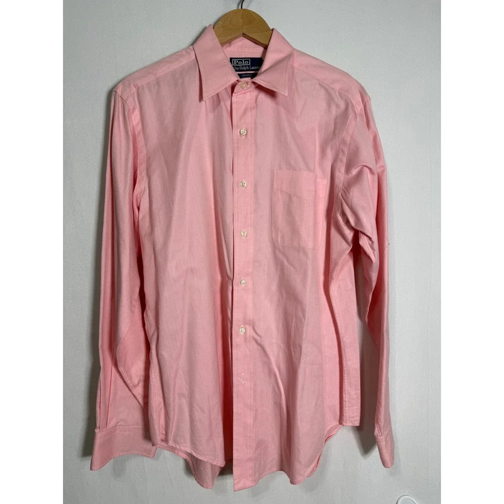 Polo Ralph Lauren Andrew Classic Fit‎ Pink Herringbone Cotton Shirt 15.5 - 34/35